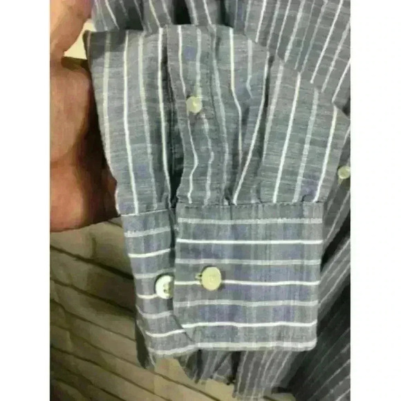 Timberland Men's Blue/White Striped Button Down Long Sleeve Shirt Size XL - Picture 7 of 10